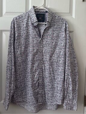 Guide London-White Multi Dot-Print Long Sleeve Shirt-Size Large